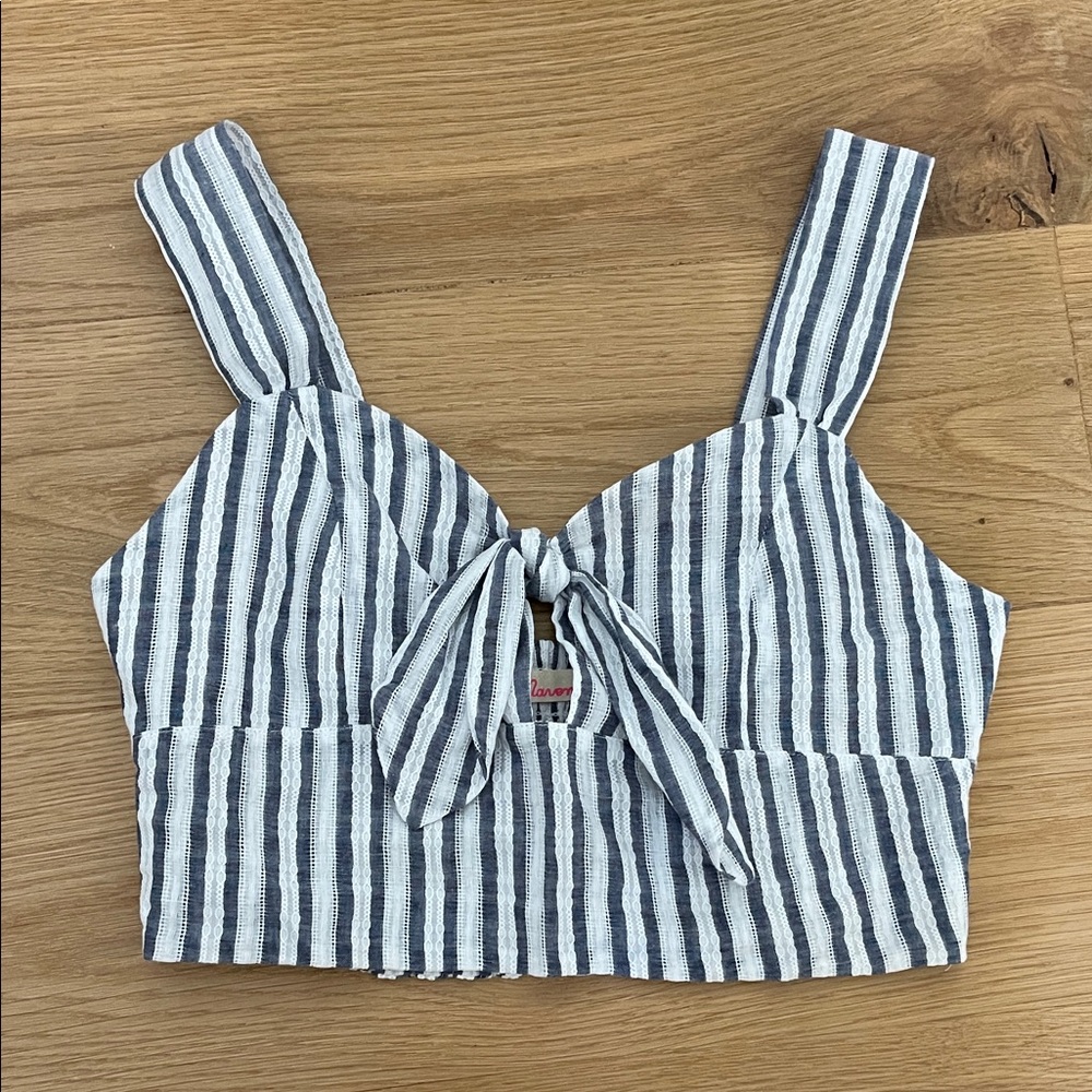 Chic Striped Crop Top with Front Tie